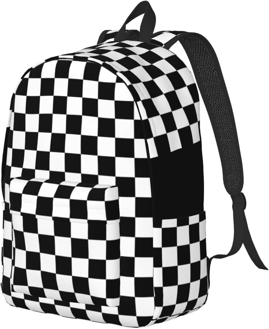 Black and White Checkered Pattern Backpack with Adjustable Straps, Suitable for Travel Picnics Activities
