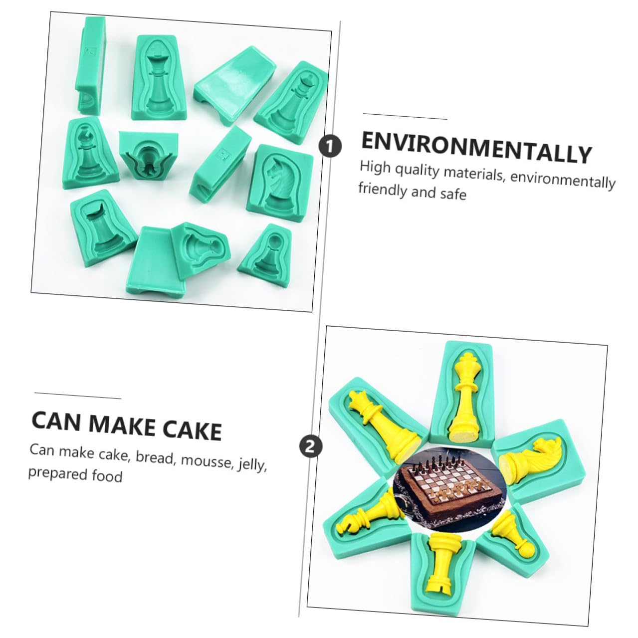 Stampo per Cioccolato a Scacchi in Silicone 12 Pezzi Verde | Dolci e Fondente, Flessibile Antiaderente, Design Creativo, Adatto a Preparazioni Fai da Te