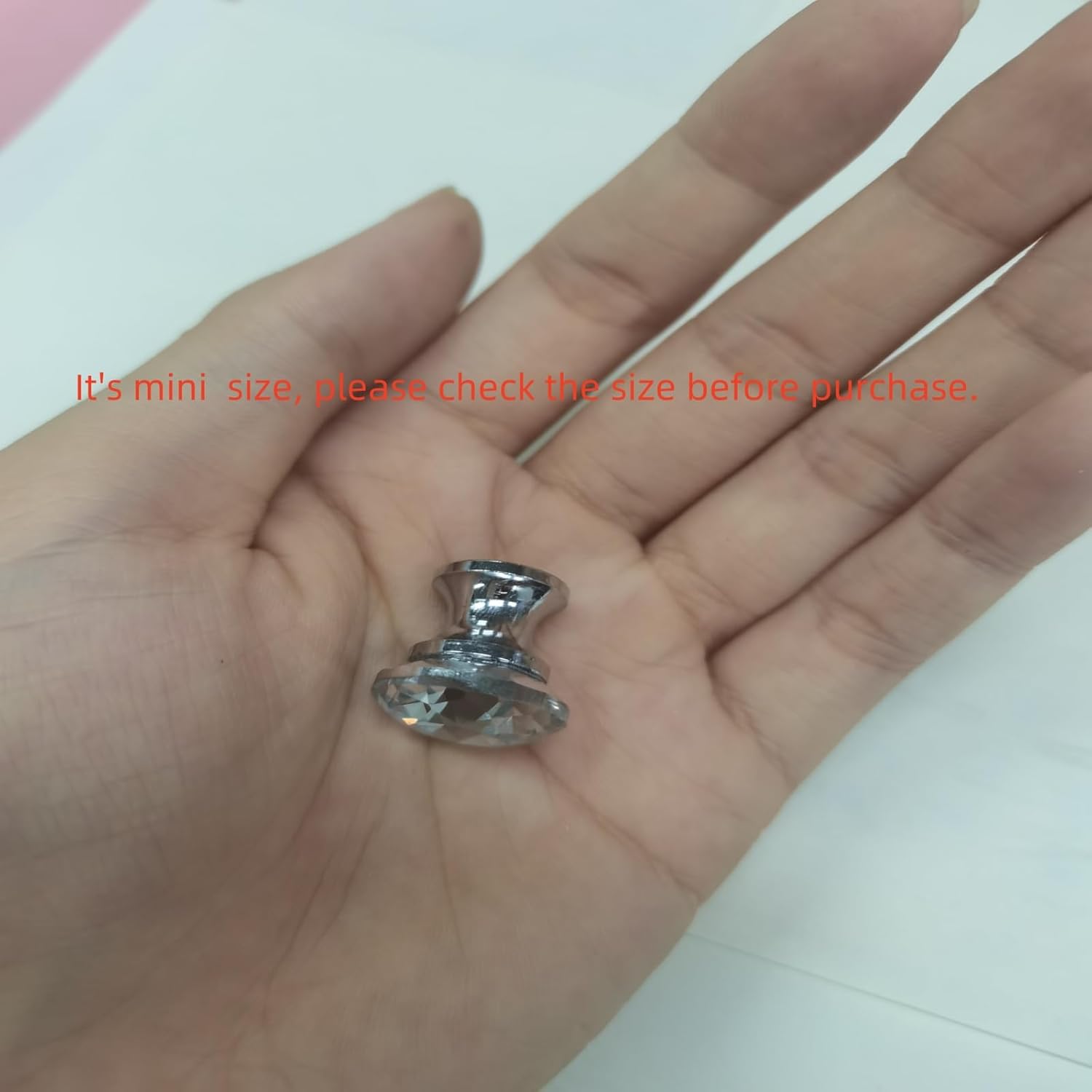 KUMGROT 10pcs Mini Crystal Knobs, 14 MM Dia Small Knobs for Cabinet Drawer Jewelry Box, Mini Decorative Diamond Handles Hardware with Single Hole
