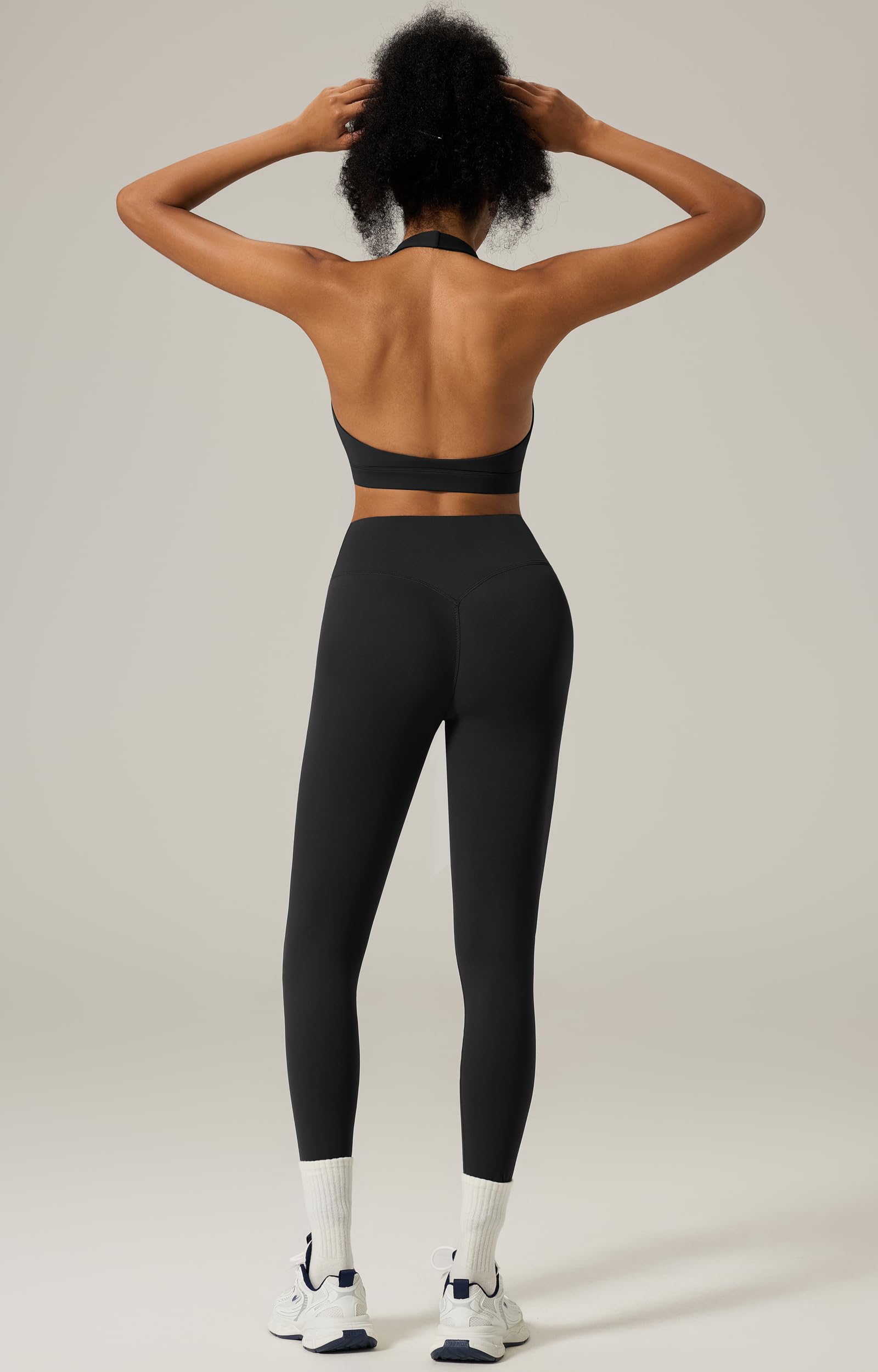 DOULAFASS Ensembles d'entraînement 2 pièces pour femmes dos nu soutien-gorge de sport ensembles de gym Booty Leggings Tenues