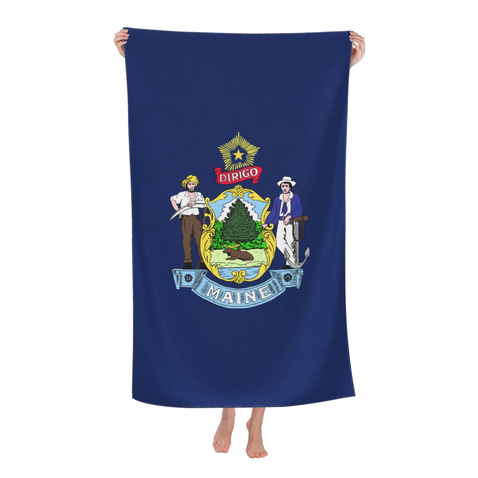 NImongt Maine State Flag Print Oversized Adult Beach Towel For Travel Weekend Getaways Festivals Camping Trips