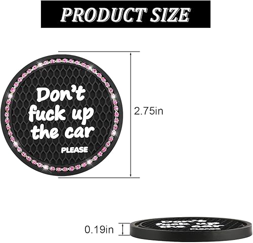 Miniatura 2 de Paquete de 2 posavasos brillantes para portavasos de automóvil con diamantes de imitación de 2.75 pulgadas, portavasos de silicona antideslizante