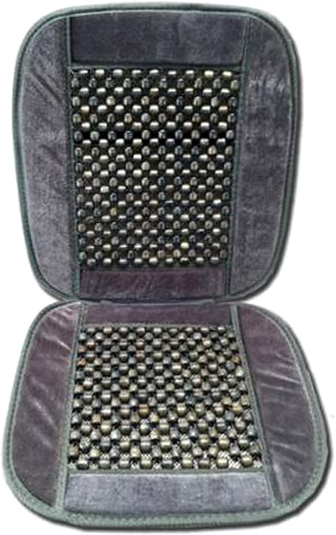 ALLBrand Natural Wooden Bead Car Seat Cushion - Comfortable Massaging Cushion for Office and Travel (Charcoal), Onesize