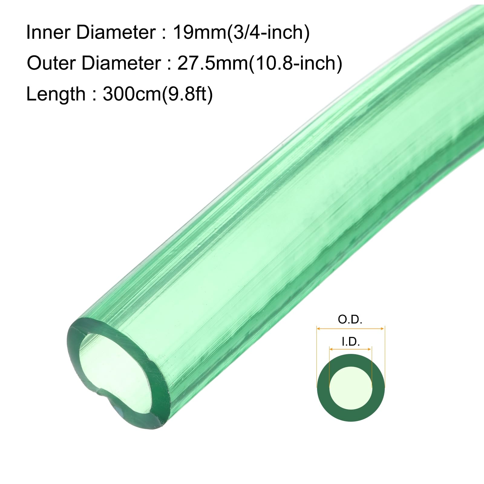 Rebower 10ft 19mm x 27.5mm Green Plastic PVC Tubing Flexible Vinyl Tube, [for Garden Irrigation Water Hose, Fish Tank - Image 2
