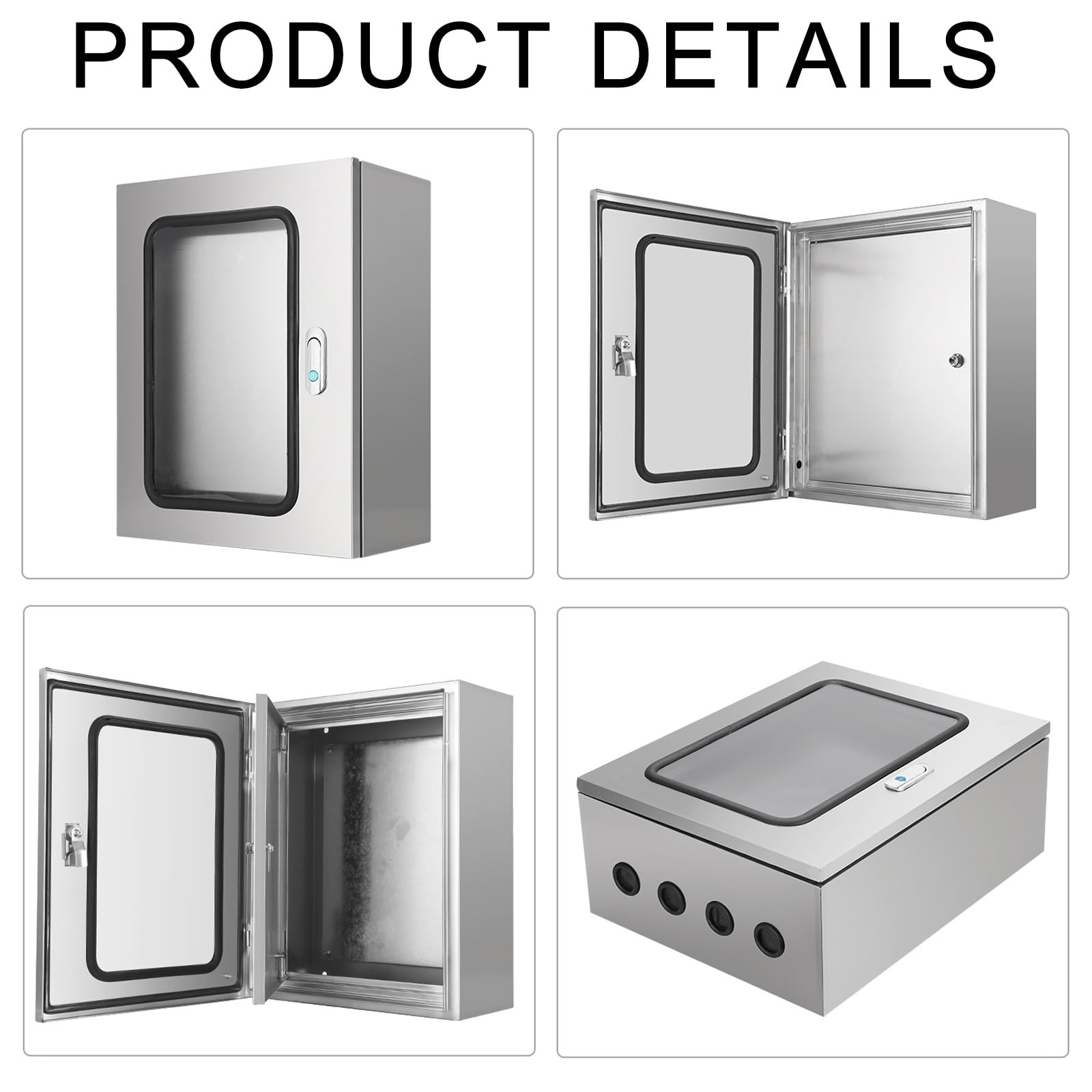 Scatola Elettrica da Esterno in Acciaio Inox 304, Cassetta per Contatore Elettrico IP65 Resistente All'acqua e Alla Polvere con Piastra di Montaggio e Finestra di Visualizzazione(800x600x300mm)