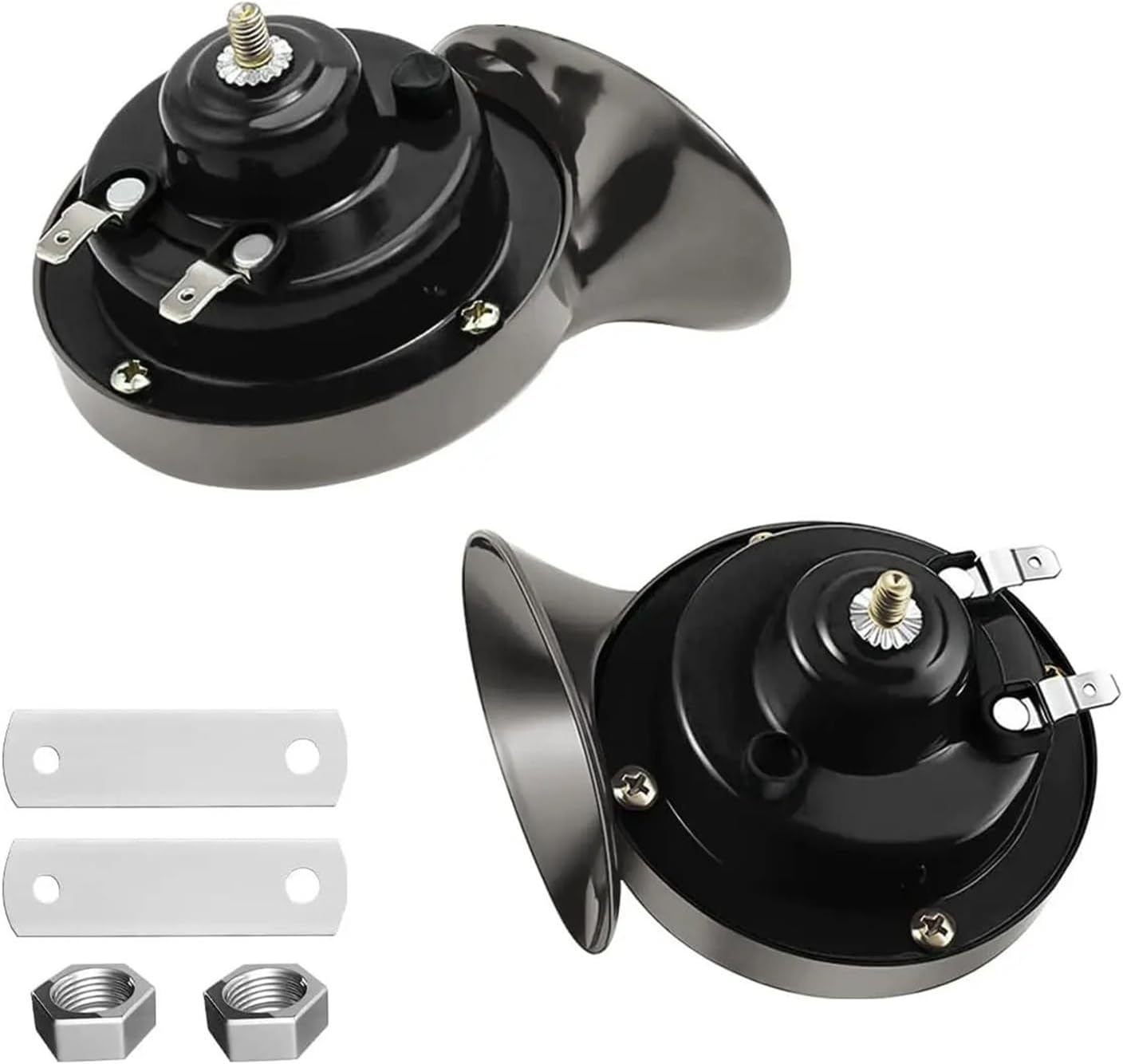 New 12V 300DB Super Loud Train Horns Waterproof Automotive Loudspeaker Universal Car Motorcycle Truck Boat Electric Sound Signal(2Pcs Black)