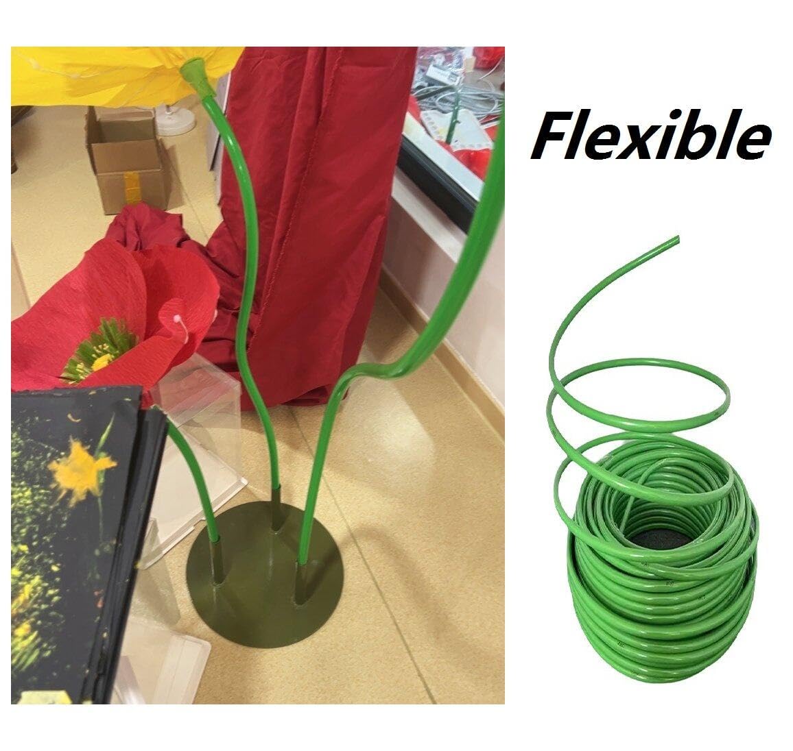 Tubi per composizioni floreali, tubo flessibile per irrigazione in plastica per steli artificiali, rotolo verde per decorazioni fai da te per matrimoni e decorazioni per la casa