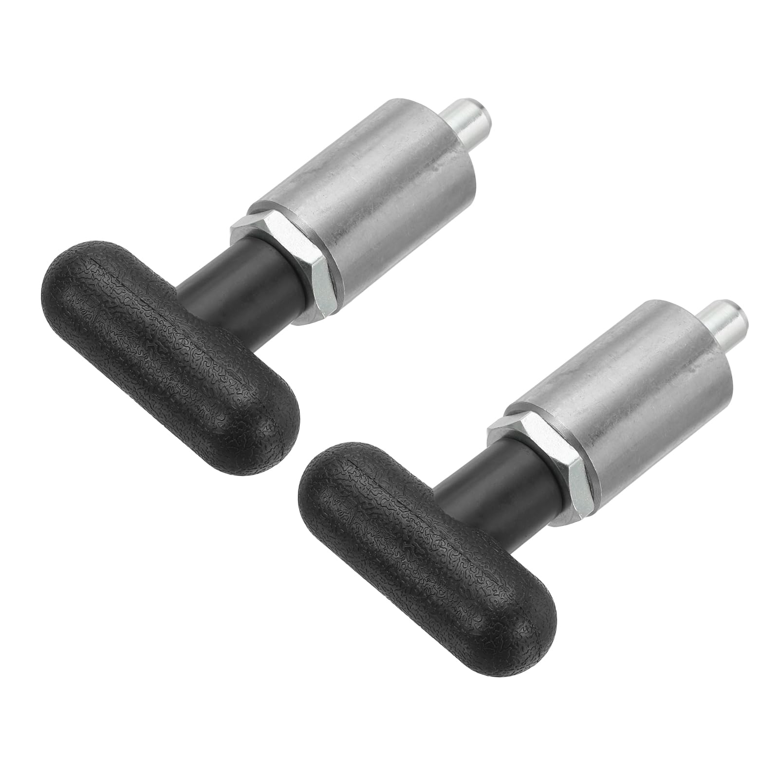 DTGN 2Pcs Handle Spring-Loaded Pull Pins, Alloy Steel Spring Plungers/Dowel Pins Handle Pull Rod Knobs for Shelving System Fitness Equipment, t Knob 0.9" Diameter 0.55"x0.35" Rod Size