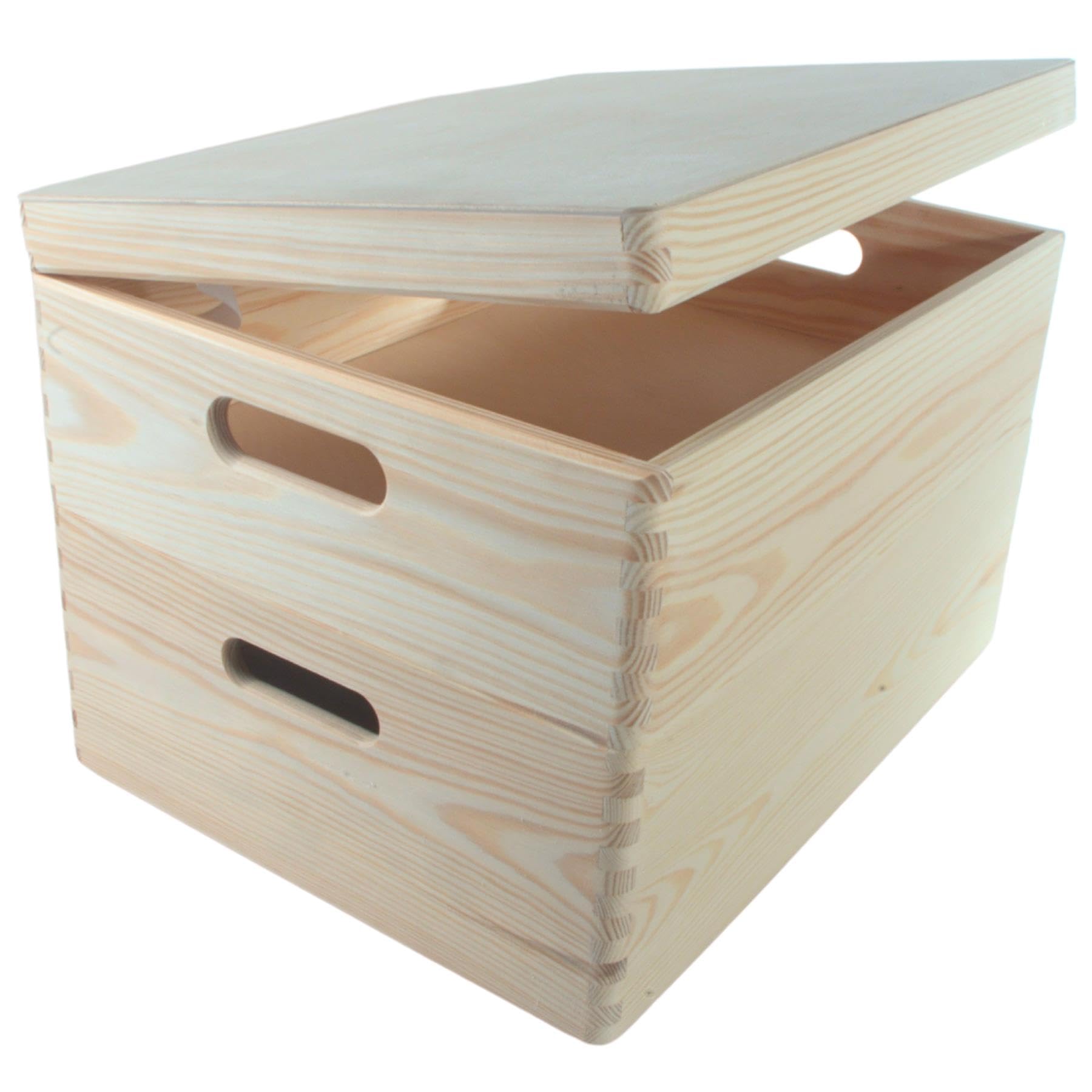 2 Tier Wooden Crate Set Stackable Storage Boxes with Lid & Handles 40x30x27.5 cm