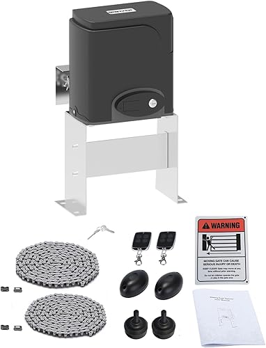 Kit de operador de puerta corredera automática para puerta de entrada, kit de herramientas de apertura de puerta de seguridad con dos transmisores y