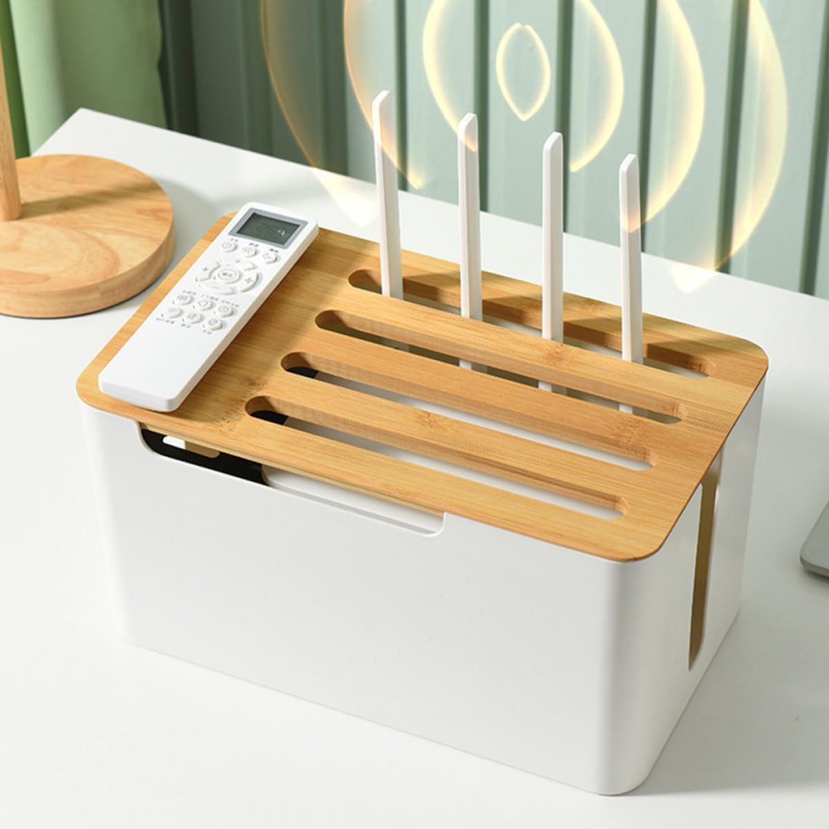 Cable Management Box Large Lid Power Line Organizer Router Container Cable Storage Case for Home Office Concealer