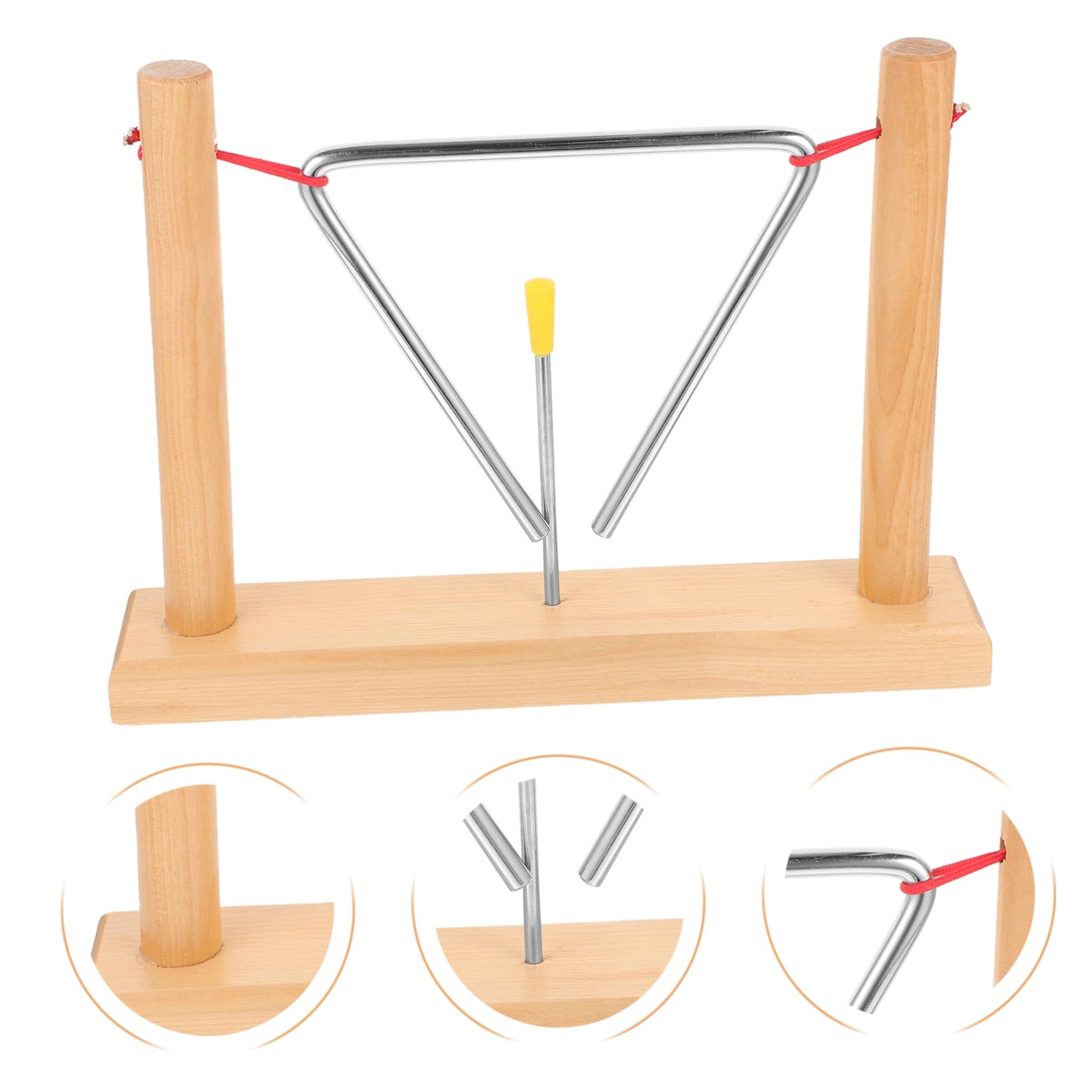 2 Sets Triángulo de Percusión Campana Musical de Metal con Soportes de Madera y Percutores para Niños y Principiantes