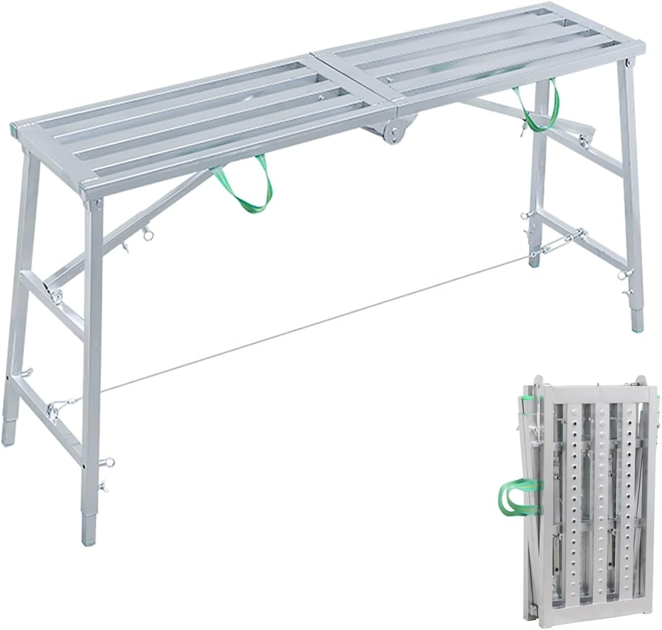 Scaffolding Equipment, Portable Folding Scaffolding Platform Work Bench, Scaffold Tower Ladder Stool with Adjustable Height, Galvanized Steel, 882 lbs Max Load (Size : 140x30cm)