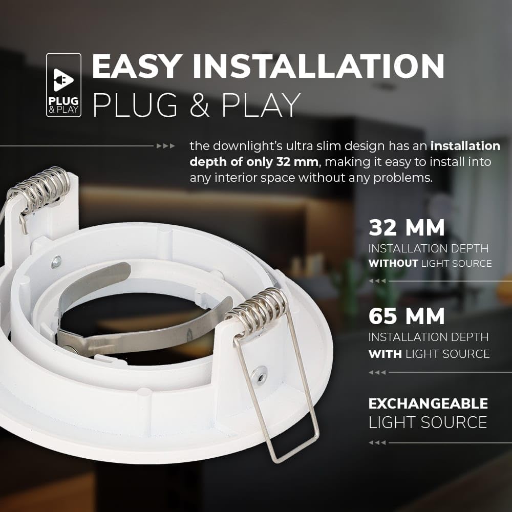 HOFTRONIC 6er Set Dublin LED Einbaustrahler - 4W 345lm - 2700K warmweiß - GU10 - Dimmbar - Rund - Schwenkbar - IP20 Innen - Weiß
