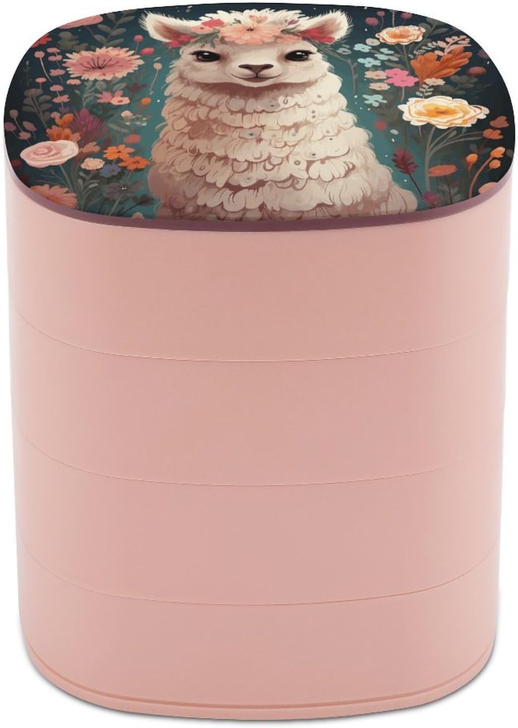 Flower Alpaca 4-Layers 360°Rotating Jewelry Box