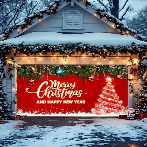 Image of Christmas Garage Door Decorations 6 x 13 ft, Merry Xmas Cover