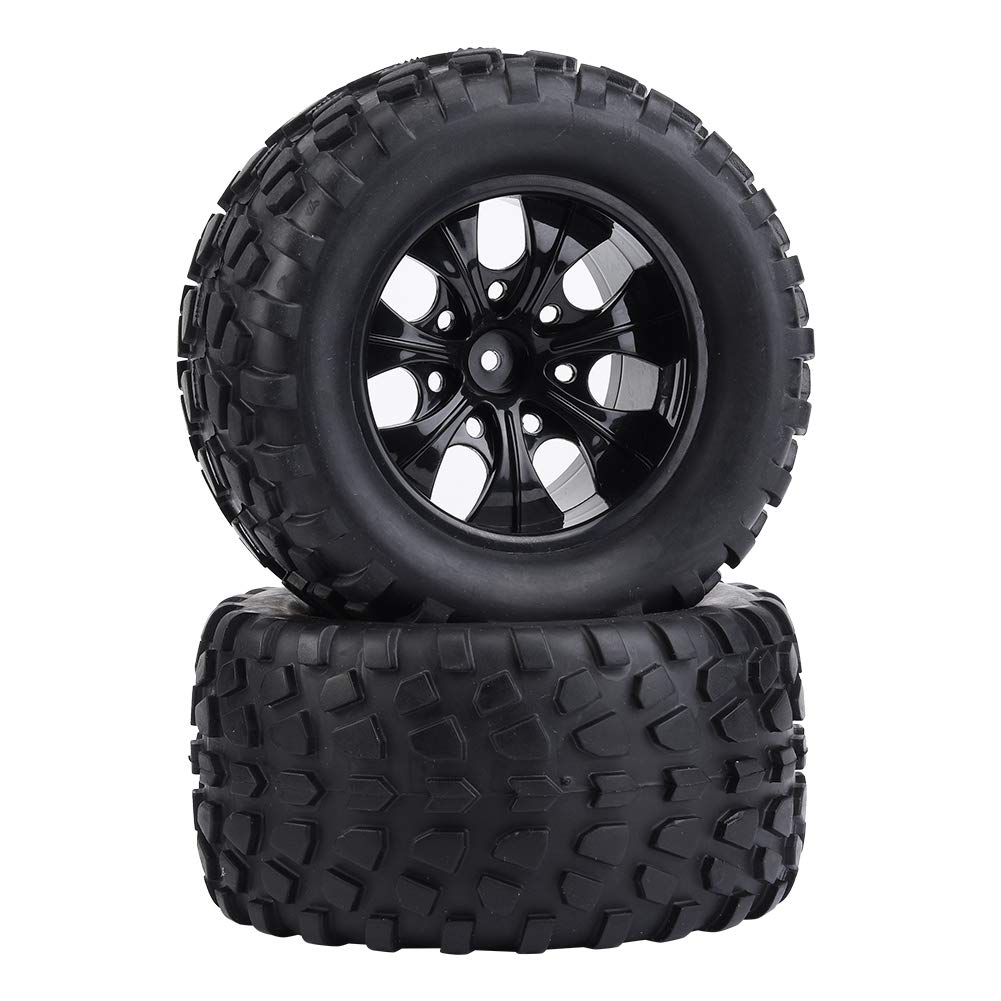 RC1/10 Uniwersalne opony modelowe, zestaw 4 gumowych opon do monster trucka RC, 12mm sześciokątne, czarne (7 otworów)