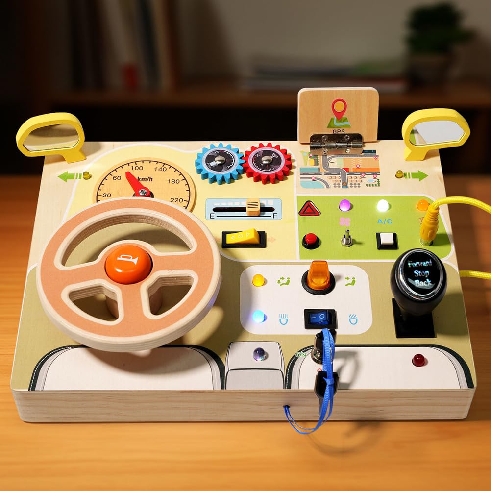 Tableau de conduite en bois, jouet sensoriel pour la motricité fine