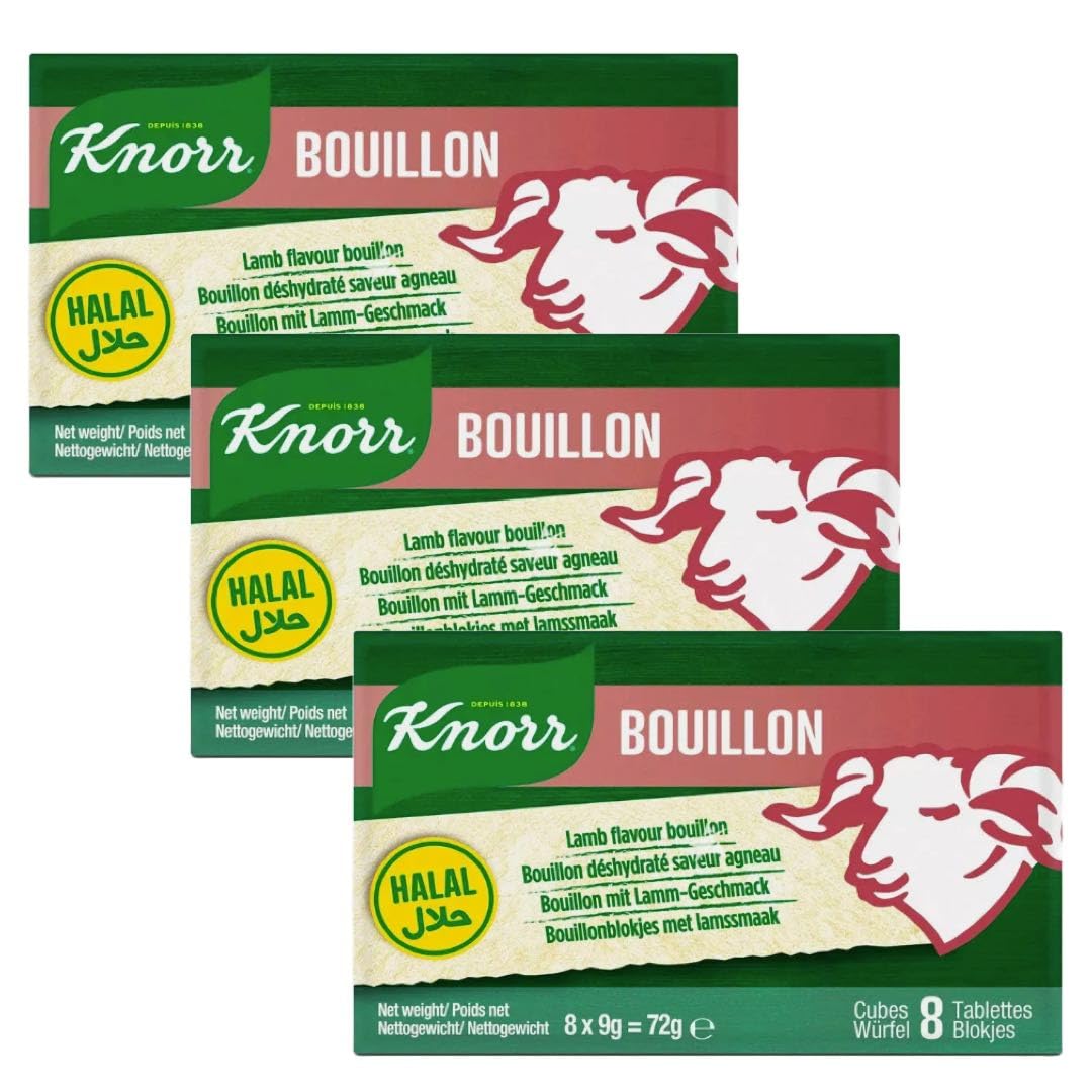 KNORR Lamb Flavoured Bouillon Soup Stock Seasonsing Cubes 72g HALAL (Pack of 3)