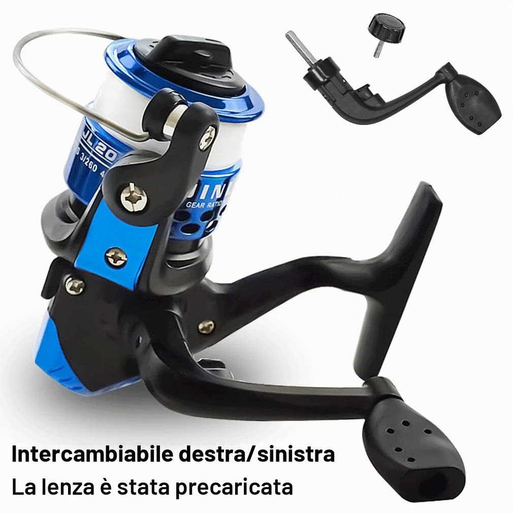 Kilitn Canna da pesca telescopica per bambini, 1,5 m, portatile e mulinello, combo e corda con lenza, kit completo, attrezzatura per ragazzi e adulti, Spinning