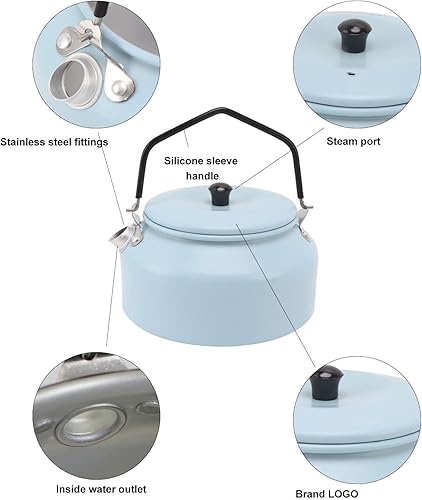 Miniatura 2 de GLOGLOW 0.9L Camping Kettle, Portable Outdoor Tea Coffee Pot Hiking Cooking Gear Hot Water Kettle with Carrying Bag for Camping Picnic Stove Top