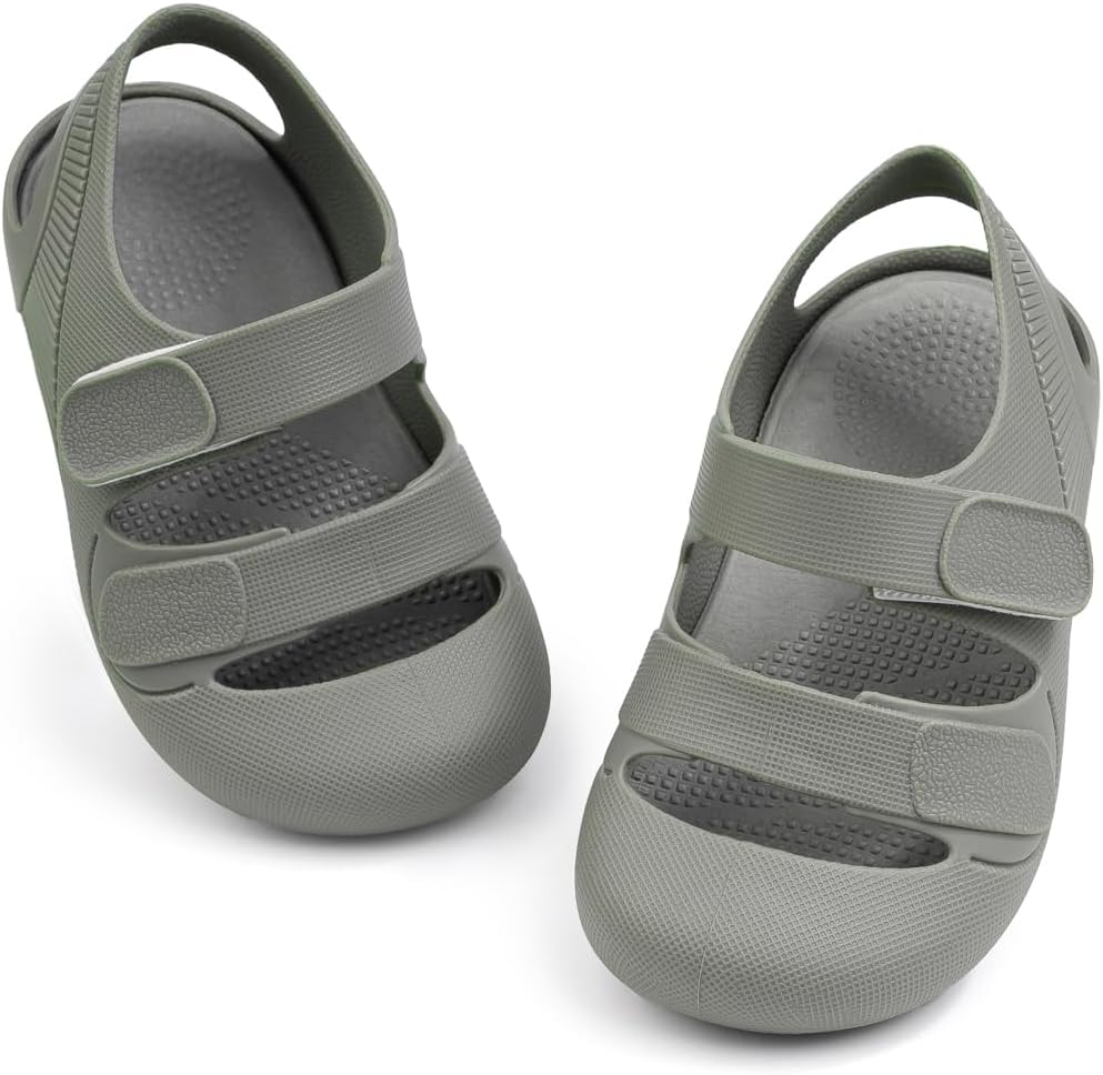 HsdsBebe Little Kids Beach Sandals Toddler Boys Girls Jelly Sandals Closed-Toe With Anti-Slip Rubber Sole Children Summer Outdoor Water Shoes