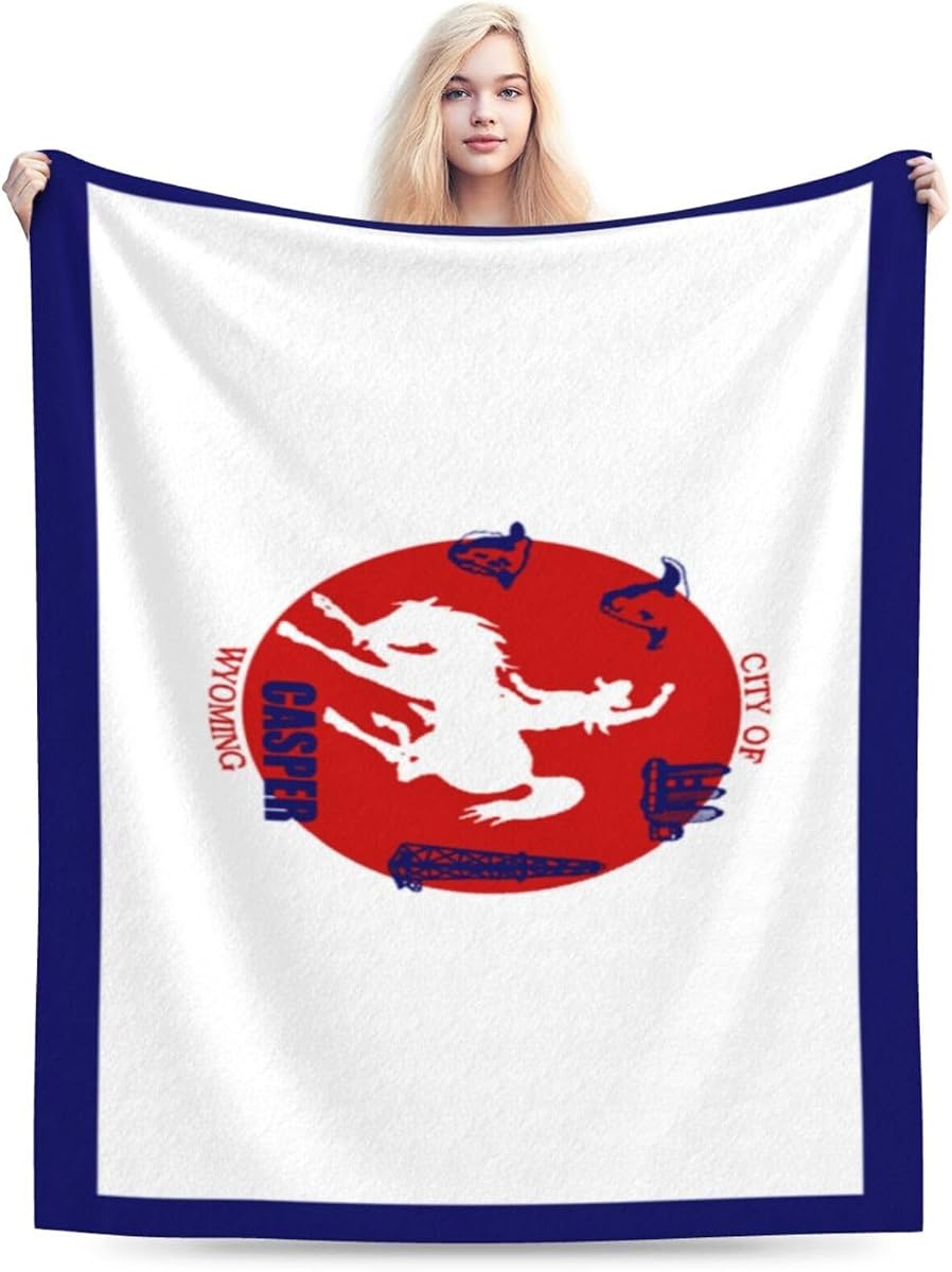 Flag of Casper, Wyoming Throw Blanket for Couch 80"x60" Bed Sofa Super Soft Cozy Blanket Flannel Blankets & Throws
