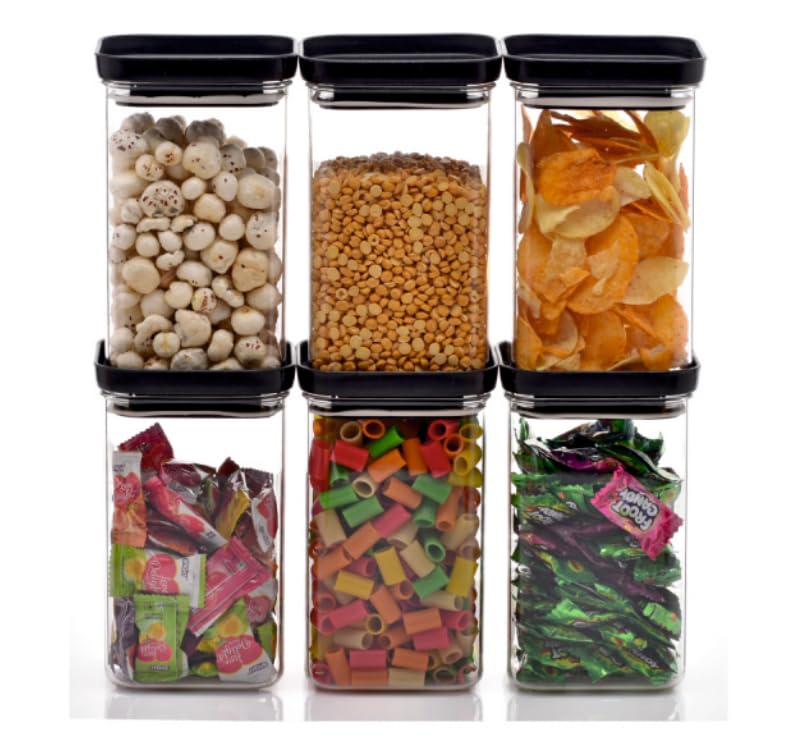 Clazkit Air Tight Push Containers Storage Set For Kitchen, Pantry Organization, Bpa-Free, Dishwasher Safe (Pack Of 6, Black, 1100 ml, Plastic) (B0D9M9SGTX) Amazon Price History, Amazon Price Tracker
