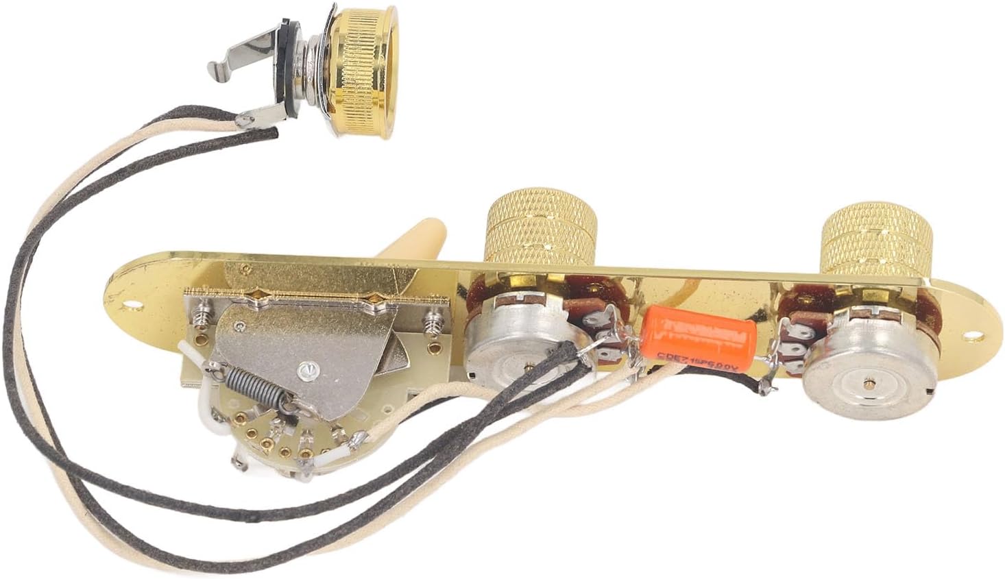 Guitar Control Plate Prewired for Telecaster with 3 Way Switch and Volume Harness Replacement Part for Electric Guitars