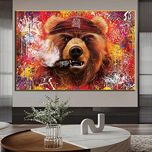 Graffiti Art de rue sur une toile d'ours fumeur pour transformer votre loft
