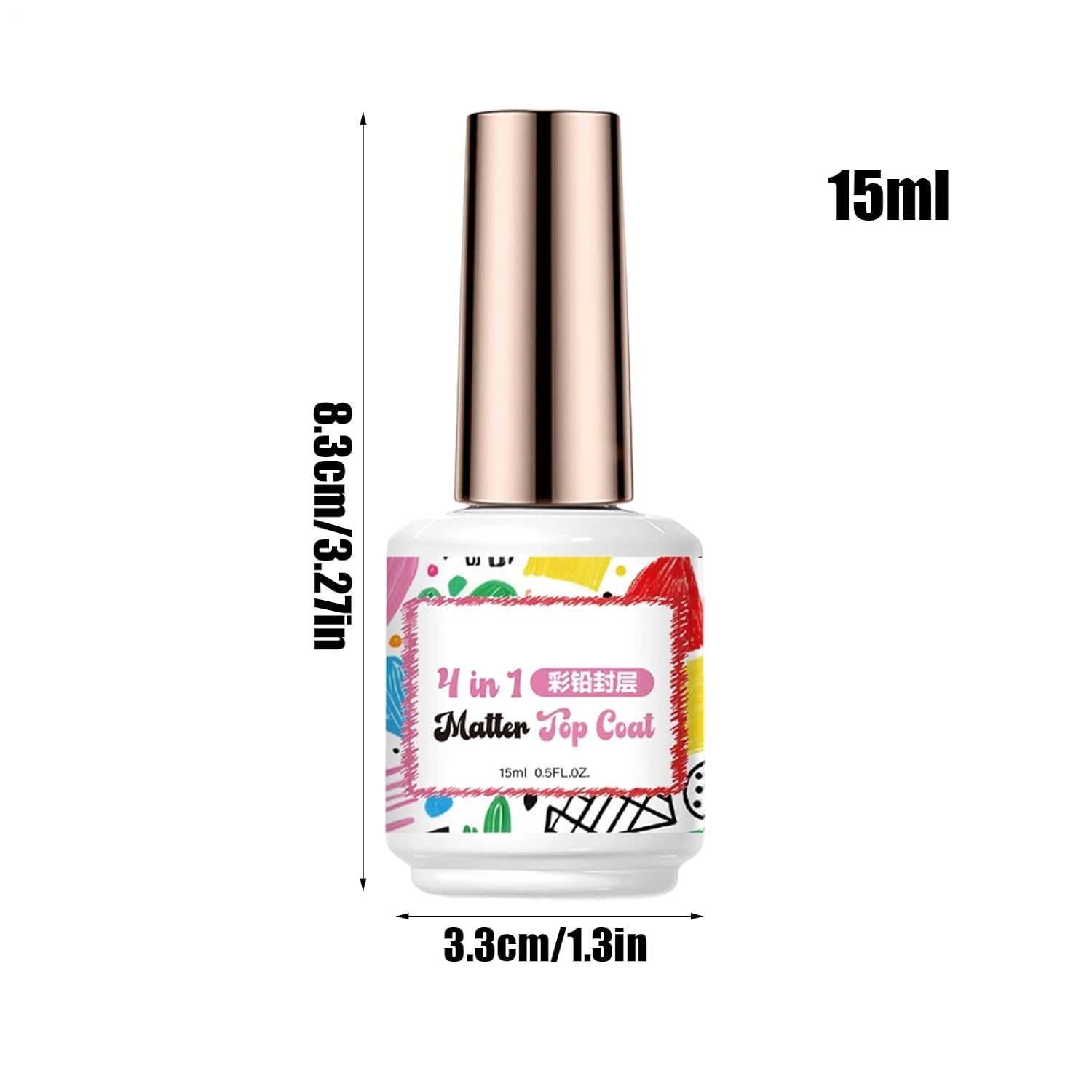 Fingernail Art Top Coat,15ml Manicure Solution | Matte Top Coat for Gel Nails | for Beginners Painting Salon Home Studio Mother Wife Girlfriend Gathering Dating