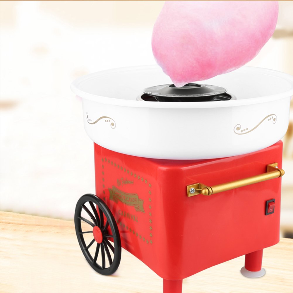 HUOLE Máquina de Algodón de Azúcar Eléctrica Profesional Estilo Retro Regalo Infantil para Fiestas Cumpleaños Acero INOX. Aluminio 450W-550W Cotton Candy Machine