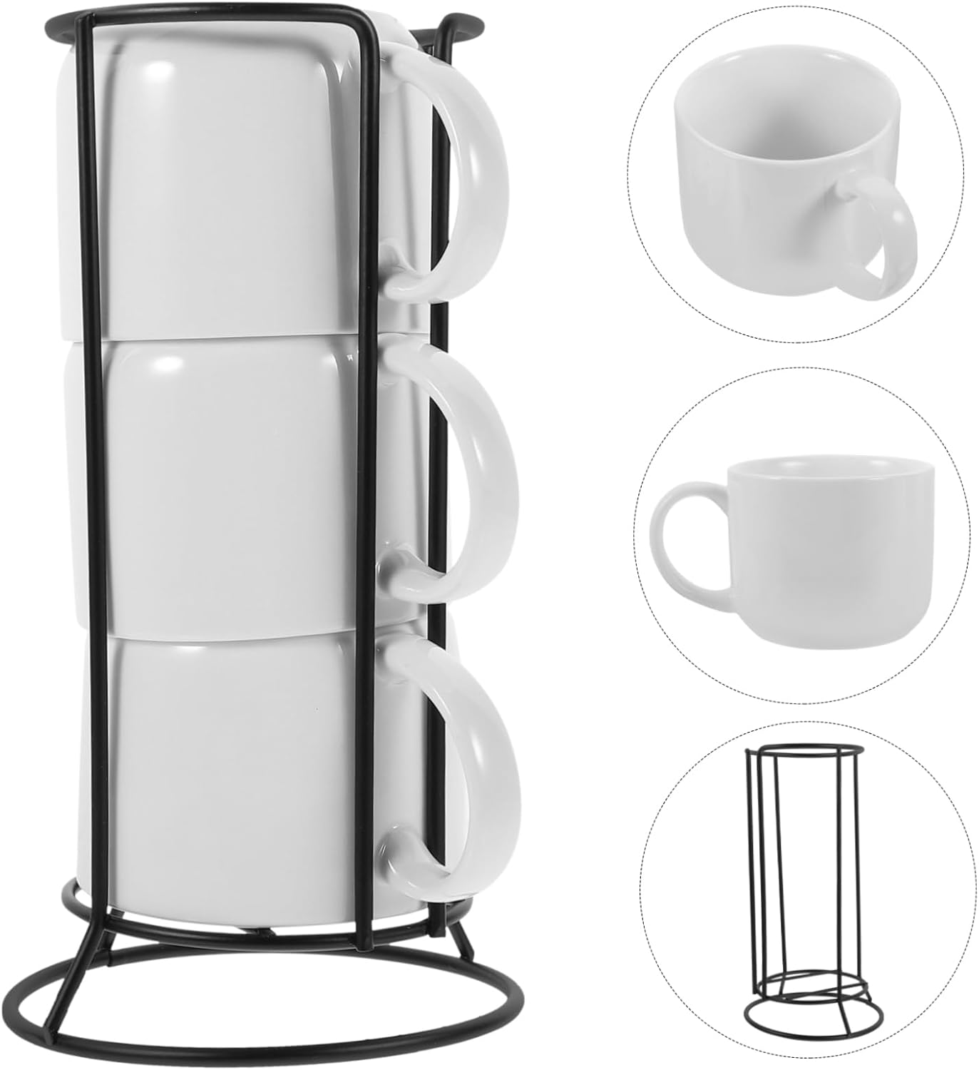 Multi-use Ceramic Tea Mugs Set with Rack Collection for Home and Office for Coffee Tea Water and Juice Decorative Storage