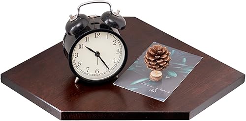 Estante esquinero para montaje en pared, madera de roble macizo, organizador de esquina flotante con agujero para alambre, exhibición de plantas