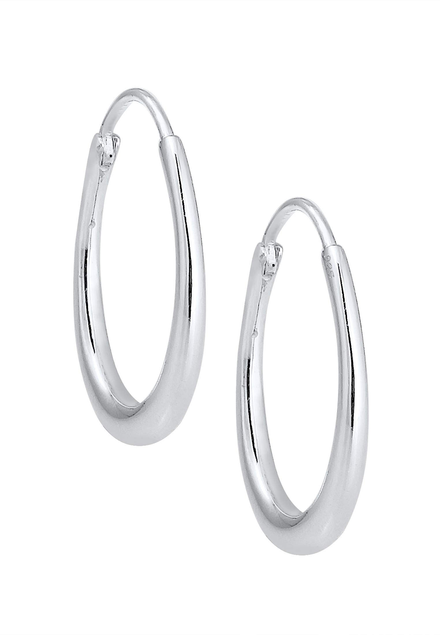 Elli Damen Echtschmuck Ohrringe Creole Ohrhänger Geo Basic Trend Oval in 925 Sterling Silber
