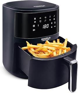 Maharaja Whiteline CrispyChef Pro 1350W Digital Air Fryer (4.5L, Black) | 10-in-1 Multi-Cooking Functions | 360° Crisp Tec... Price In India