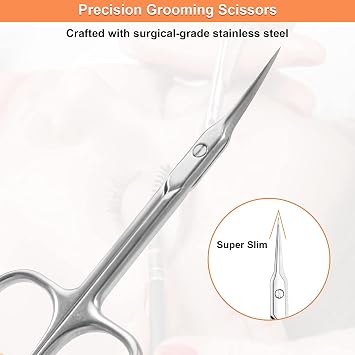 CGBE Cuticle Scissors with Curved Tip, Stainless Steel Cuticle Scissors Extra Fine, Super Sharp Small Pointed Beauty Cuticle Cutter for Trimming Cuticles, Eyebrows, Eyelashes and Dry Skin