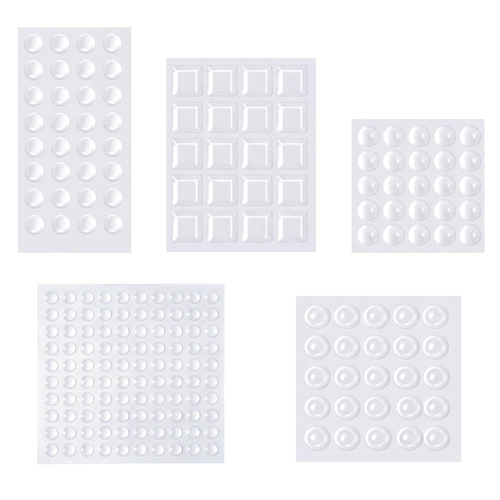 202 Pcs Bumper Pads, Self Adhesive Silicone Pad, Round Spherical Square Rubber Feet Pads for Cabinet Doors Glass Tops Drawers Cupboard Boards Picture Frames, Clear (202PCS-Clear)