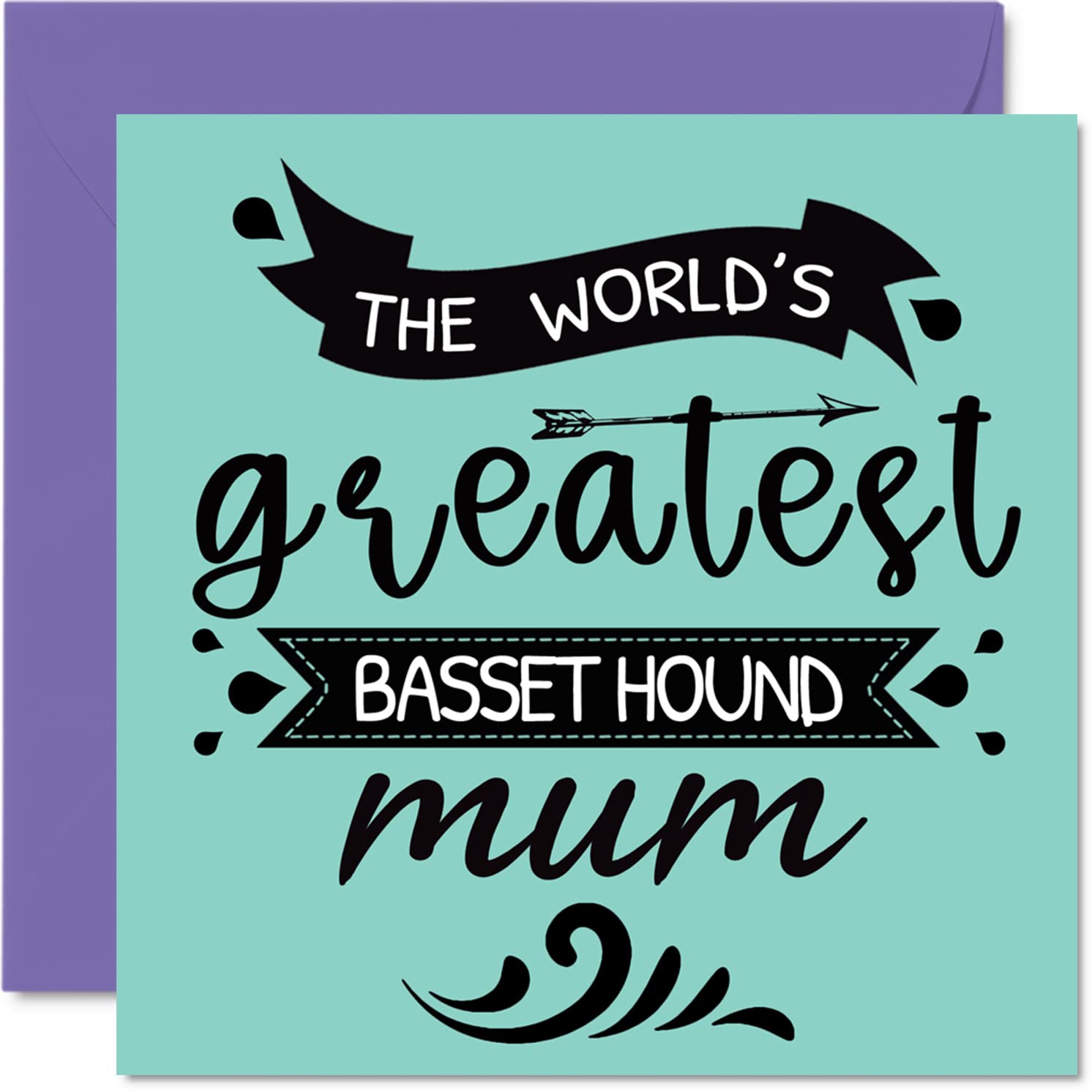 Stuff4Birthday Cards for Her from the Dog - World's Greatest Basset Hound Mum - Happy Birthday Card from Dog Pet, Dog Mum Birthday Gifts, 145mm x 145mm Mothers Day Greeting Cards for Mummy Mom Mama