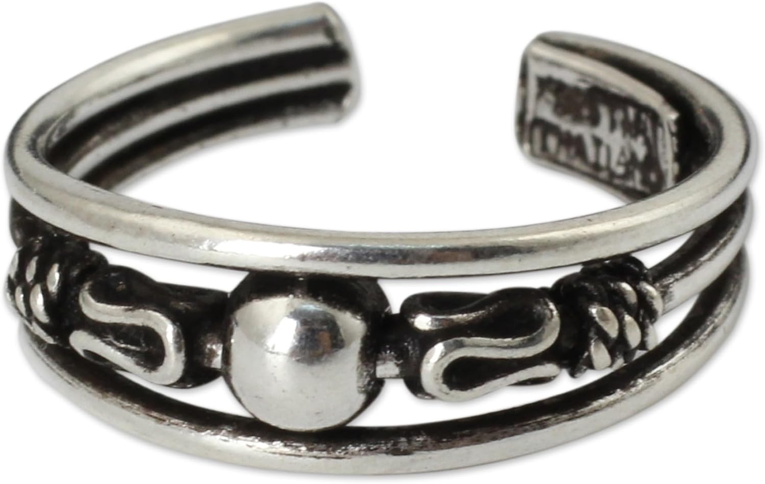 NOVICA Artisan Handmade Sterling Silver Toe Ring Thai Artisan Jewelry Thailand Bohemian [2 in L (end to End) x 0.3 in W Band Width 3 mm W] ' Moonwalk'