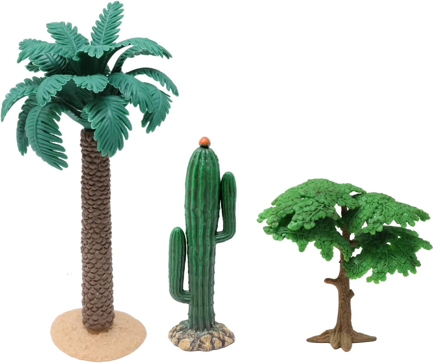 3PCS Fake Miniature Trees Model Plastic Artificial Coconut Palm Tree Cactus Plants Statue for DIY Craft Scenery Project (3 Style)