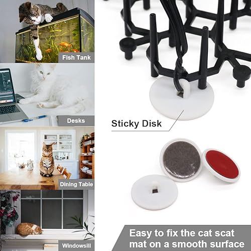 Miniatura 5 de Ley's Paquete de 12 alfombrillas disuasorias para gatos, 6 x 8 pulgadas, con púas, mantiene a los gatos alejados de las plantas, muebles