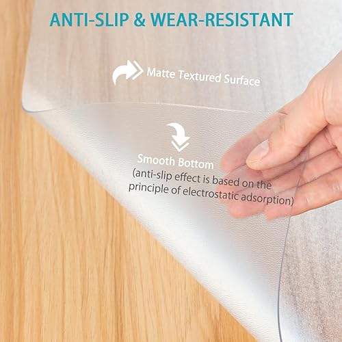 Miniatura 24 de Tapete para silla de suelo duro, 55 x 36 pulgadas, tapete para silla de oficina para superficie dura, alfombra de área para sala de estar, alfombra