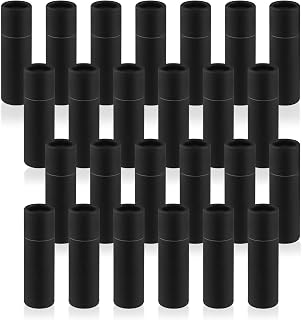 25 Pcs 7g/0.24oz Paperboard Lip Balm Tubes Refillable Cardboard Chapstick Container Push Up Kraft Paper Lipstick Tube for DIY Cosmetic Deodorant Solid Perfume - Black