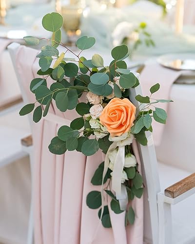 Miniatura 5 de JOYLEX Flores artificiales naranjas realistas, 50 rosas falsas de aspecto real con tallo para ramos de boda, centros de mesa, despedidas de soltera,