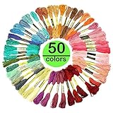 Embroidery Floss Kit,50 Assorted Rainbow Colors Polyester Sewing Skeins Line Cross Stitch Thread Friendship Bracelets String Art Crafts