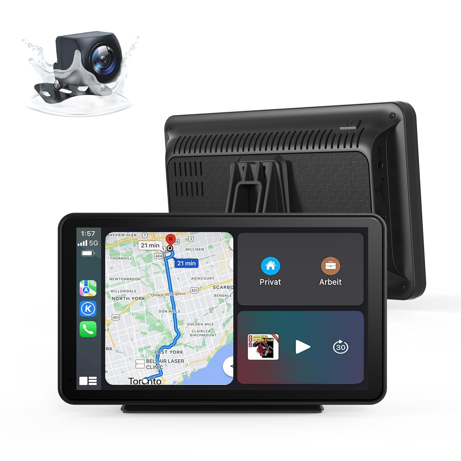 10.26" Wireless Carplay Screen 360 Rotation 4K Dash Cam Carplay & Android Auto Car Stereo Car Audio Receivers with 1080p Backup Camera GPS Navigation/Mirror Link/Voice Control/Siri — view 8