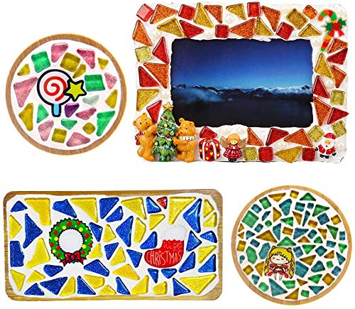 image for Esweny 200g Mixed Color Mosaic Tiles Shine Crystal Mosaic Pieces Stain