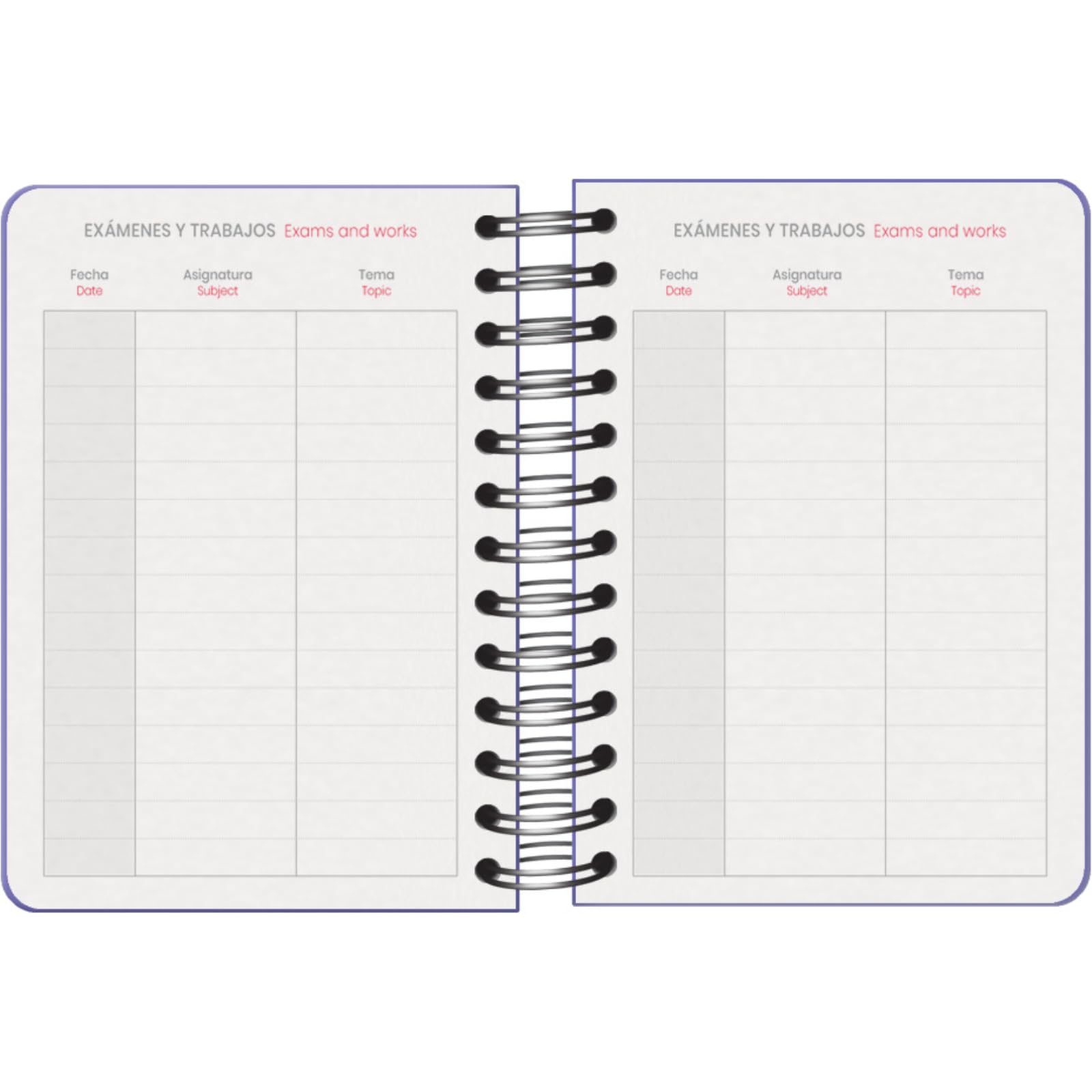 Dohe, School Planner 2025 2026, Day per Page, A6 Size (12x17 cm), Spanish and English, Double Spiral Binding and Elastic Band - Image 4