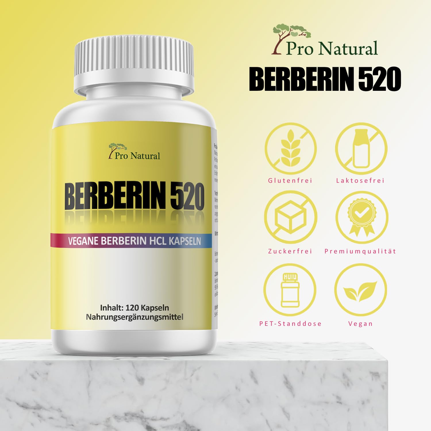 Berberin 520 mg I 120 Kapseln hochdosiert I 100% Vegan I Premiumqualität
